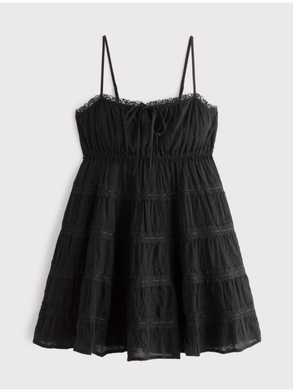 Abercrombie Black Tiered Lace-Trim Sundress